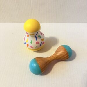 Lovevery Tummy Time Wobbler Toy Plus Wood Maraca Rattle Montessori Toy